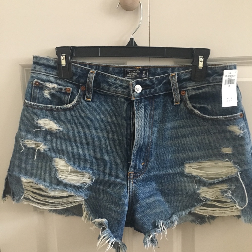 Abercrombie & Fitch Annie High Rise Denim Shorts
